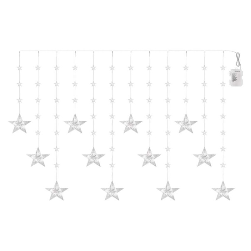 LED vánoční závěs – hvězdy, 170x85 cm, 3x AA, venkovní i vnitřní, studená bílá, časovač