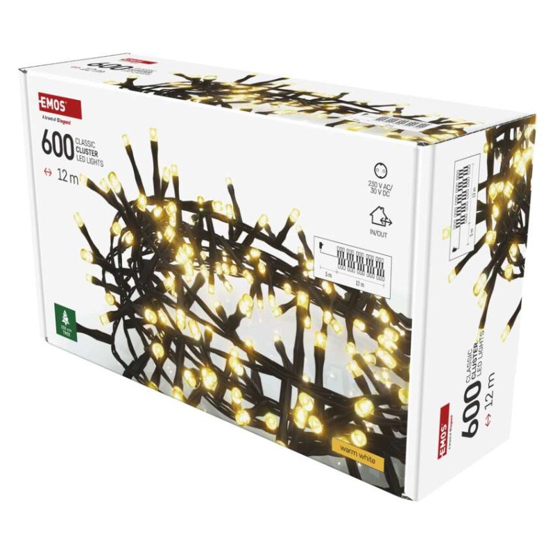 LED vánoční řetěz – ježek, 12 m, venkovní i vnitřní, teplá bílá, časovač