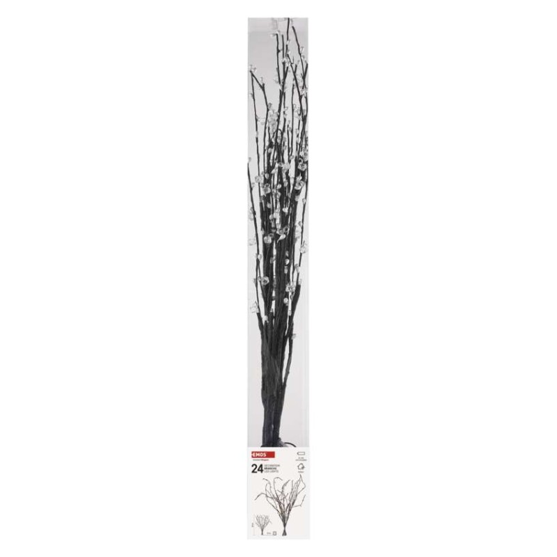 LED větvička s perlami, 60 cm, 3x AA, vnitřní, teplá bílá, časovač