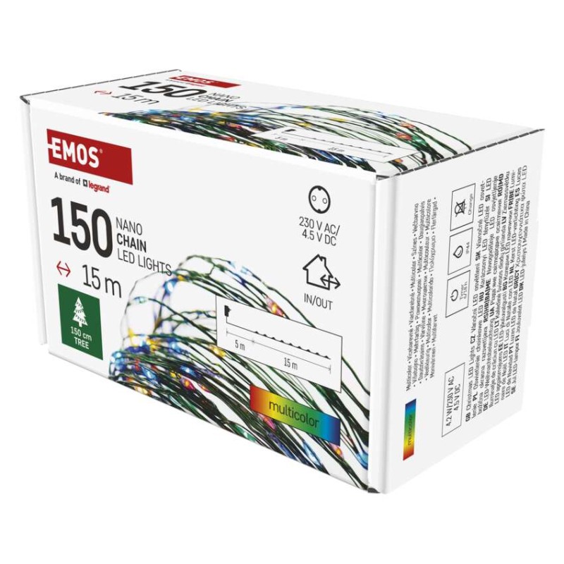 LED vánoční nano řetěz zelený, 15 m, venkovní i vnitřní, multicolor, časovač