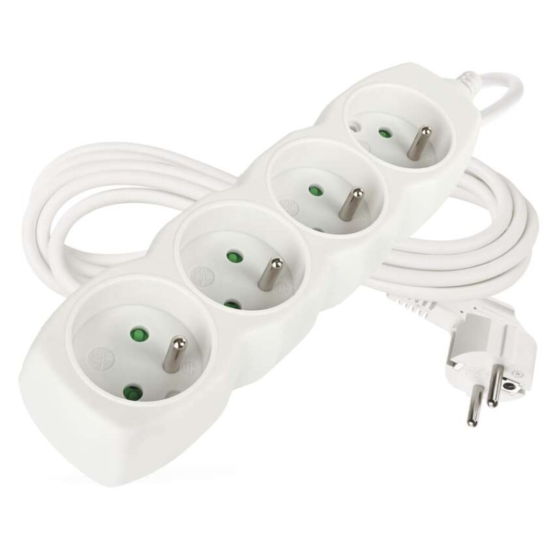 Prodlužovací kabel 3 m / 4 zásuvky / bílý / PVC / 1,5 mm2