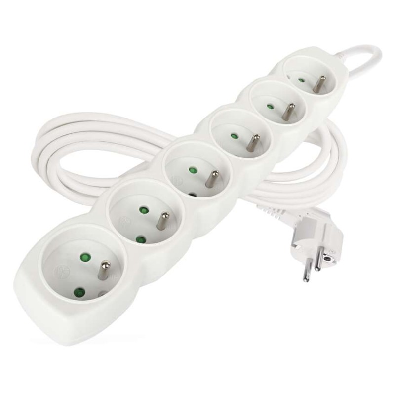 Prodlužovací kabel 3 m / 6 zásuvek / bílý / PVC / 1,5 mm2
