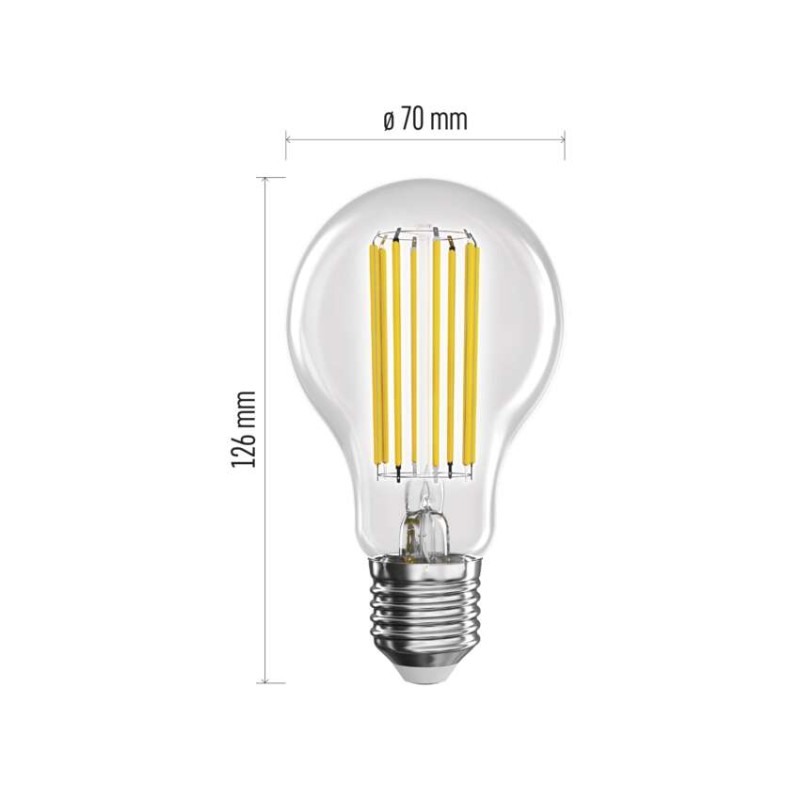 LED žárovka Filament A70 / E27 / 11.6 W (150 W) / 2 452 lm / teplá bílá / A CLASS