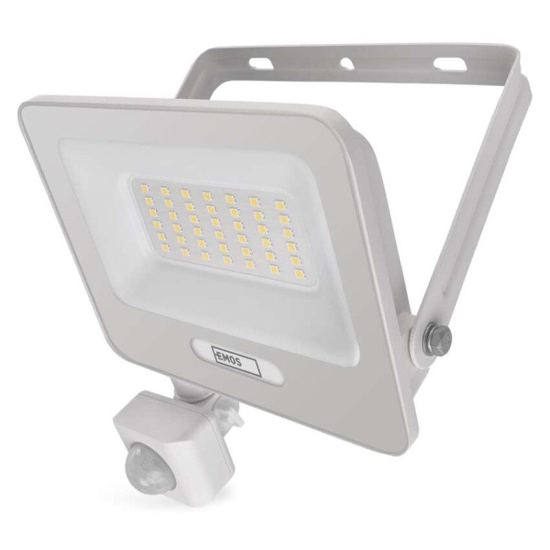 LED reflektor GLARO s pohybovým čidlem, 30 W, bílý, IP54, 3000 lm, neutrální bílá