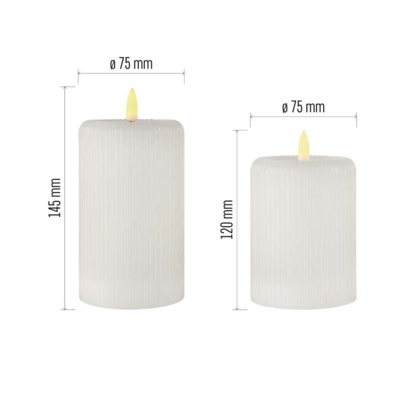 LED dekorace – 2x vosková svíčka s reálným plamenem, 4x AA, teplá bílá, časovač