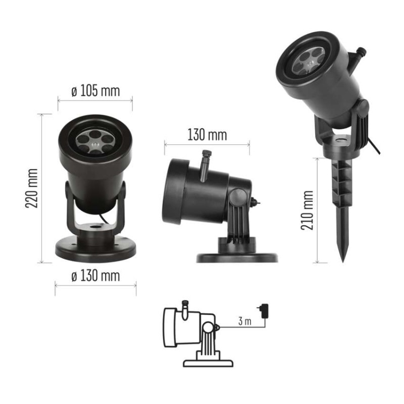LED dekorativní projektor – 6 motivů, venkovní i vnitřní