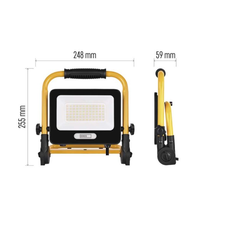 LED reflektor GLARO 50W, žluto-černý, IP65, 5000 lm, neutrální bílá