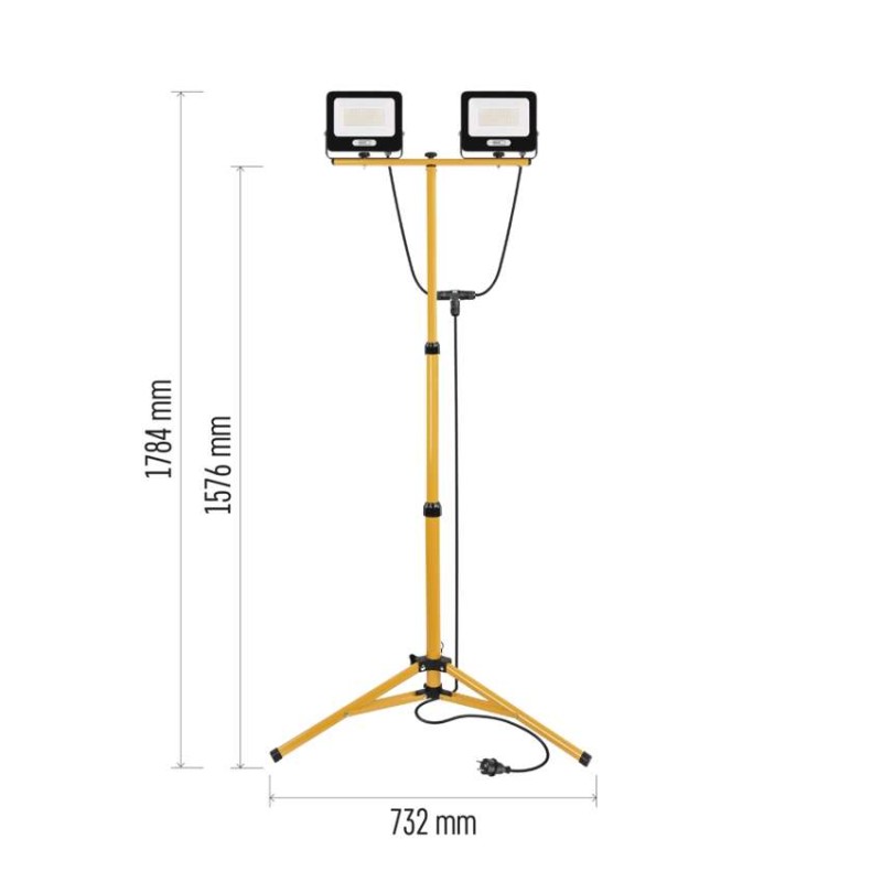 LED reflektor GLARO, 2×100W + trojnožka, černý, neutrální bílá
