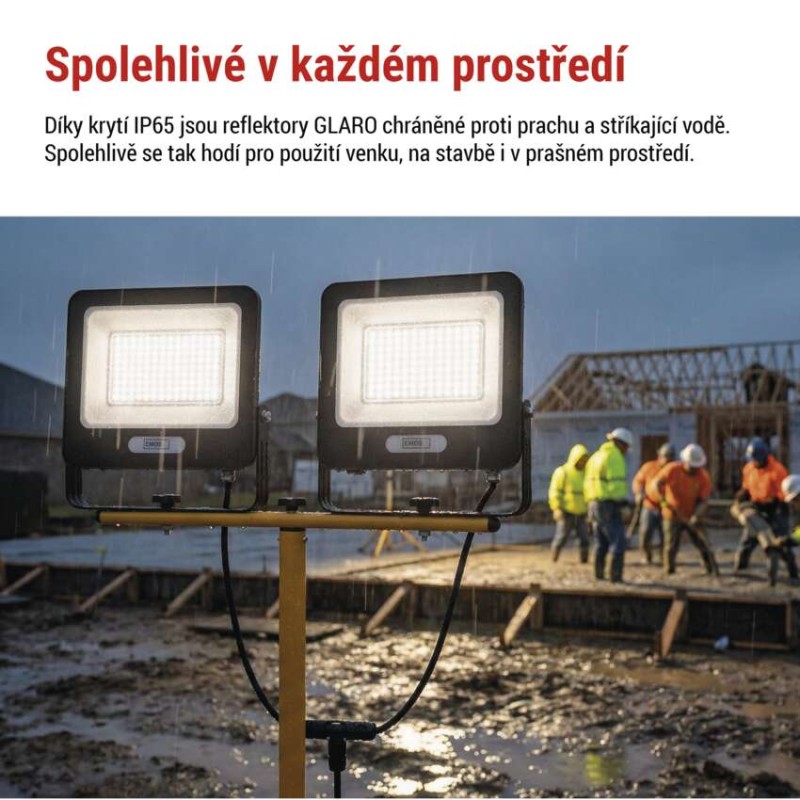 LED reflektor GLARO, 2×100W + trojnožka, černý, neutrální bílá