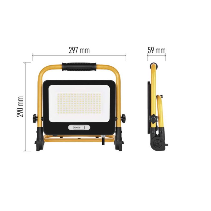 LED reflektor GLARO 100W, žluto-černý, IP65, 10 000 lm, neutrální bílá
