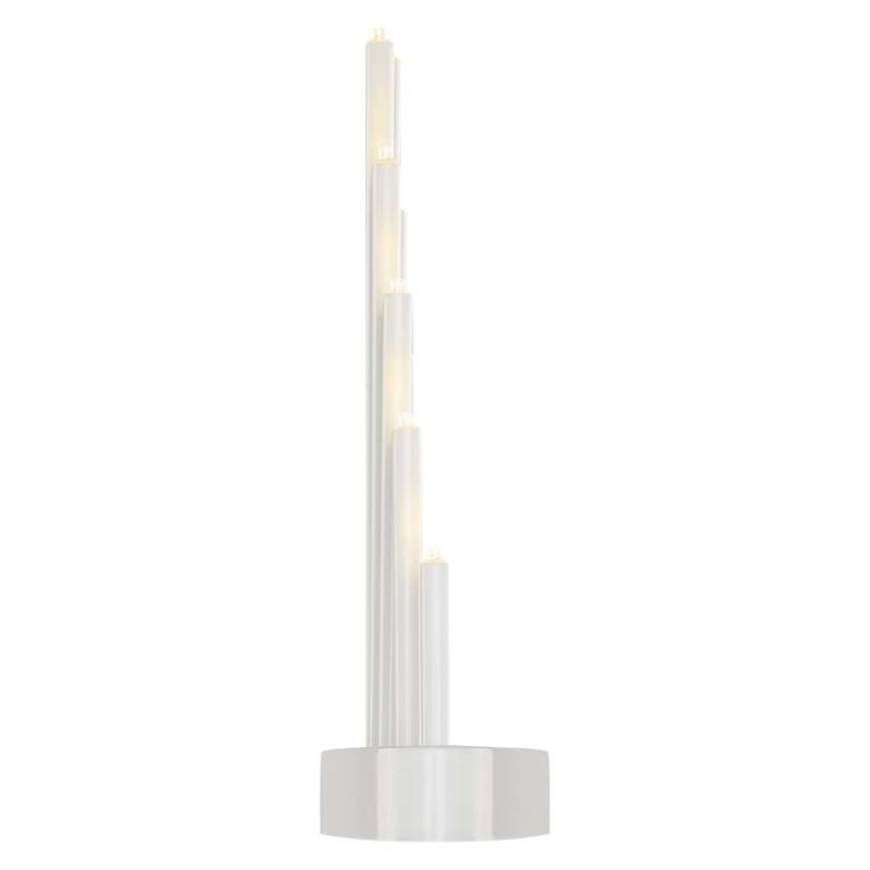 LED svícen bílý, 24,5 cm, 3x AA, vnitřní, teplá bílá, časovač