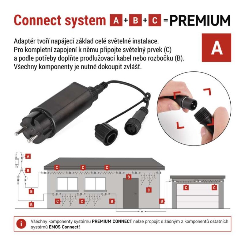 Napájecí zdroj pro vánoční spojovací osvětlení Premium, venkovní i vnitřní, ovladač