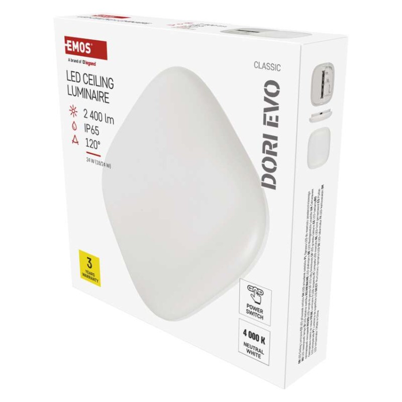LED přisazené svítidlo DORI EVO, čtvercové, 24W, IP65, neutrální bílá