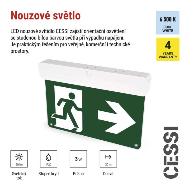 LED Nouzové svítidlo CESSI 3W 3h IP20 AT