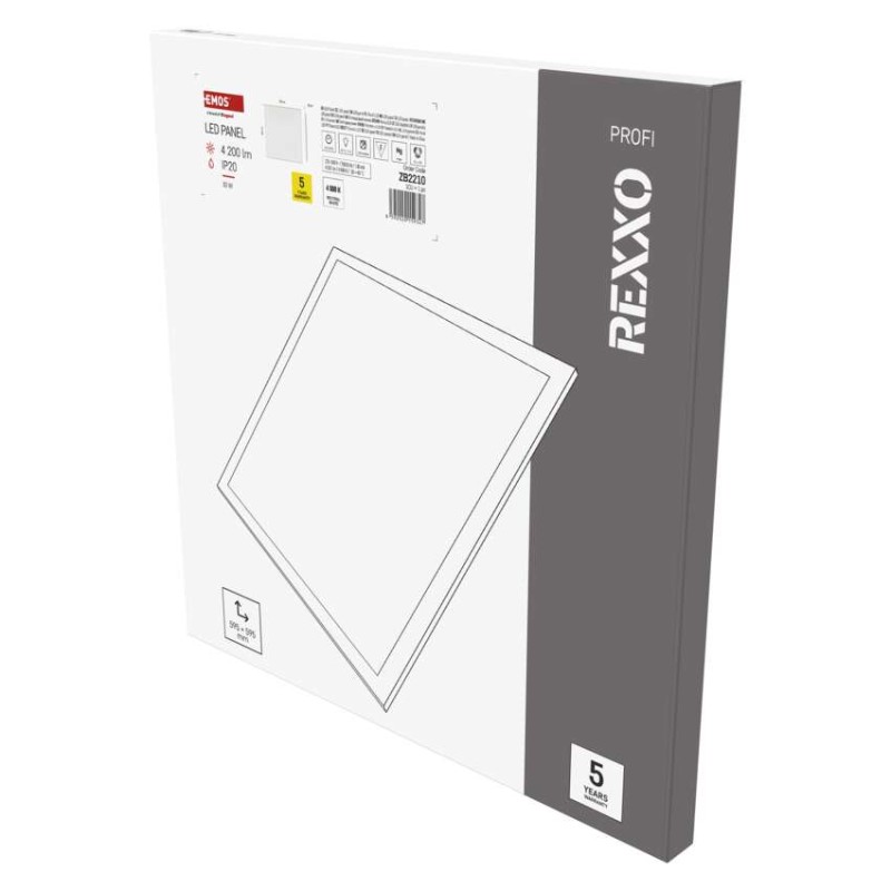 LED panel REXXO backlit 60×60, čtvercový vestavný bílý, 30W neutr. b.
