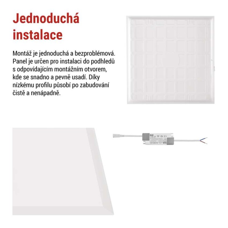 LED panel REXXO backlit 60×60, čtvercový vestavný bílý, 30W neutr. b.