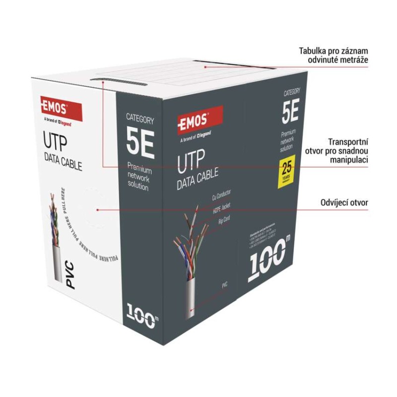 Datový kabel UTP 5E, 100m