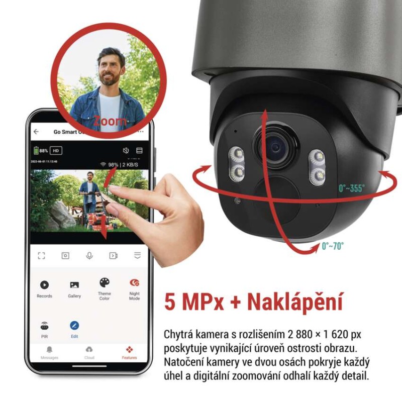GoSmart Venkovní bateriová kamera IP-6100G HAWK s 4G LTE a solárním panelem