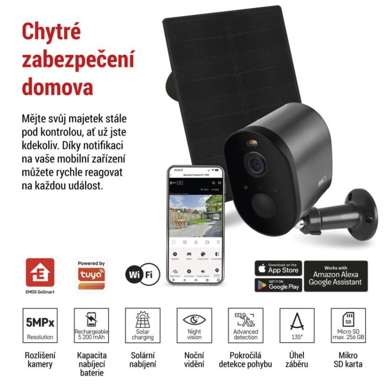 GoSmart Venkovní bateriová kamera IP-1150G SNAP s WiFi a solárním panelem