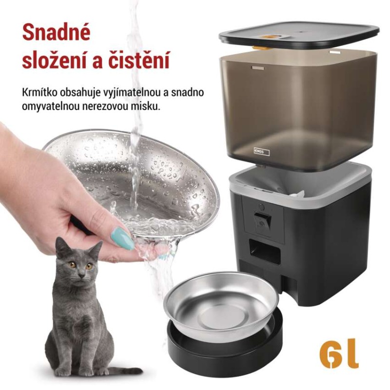 GoSmart dávkovač krmiva s kamerou, 6 l, černý, Wi-Fi