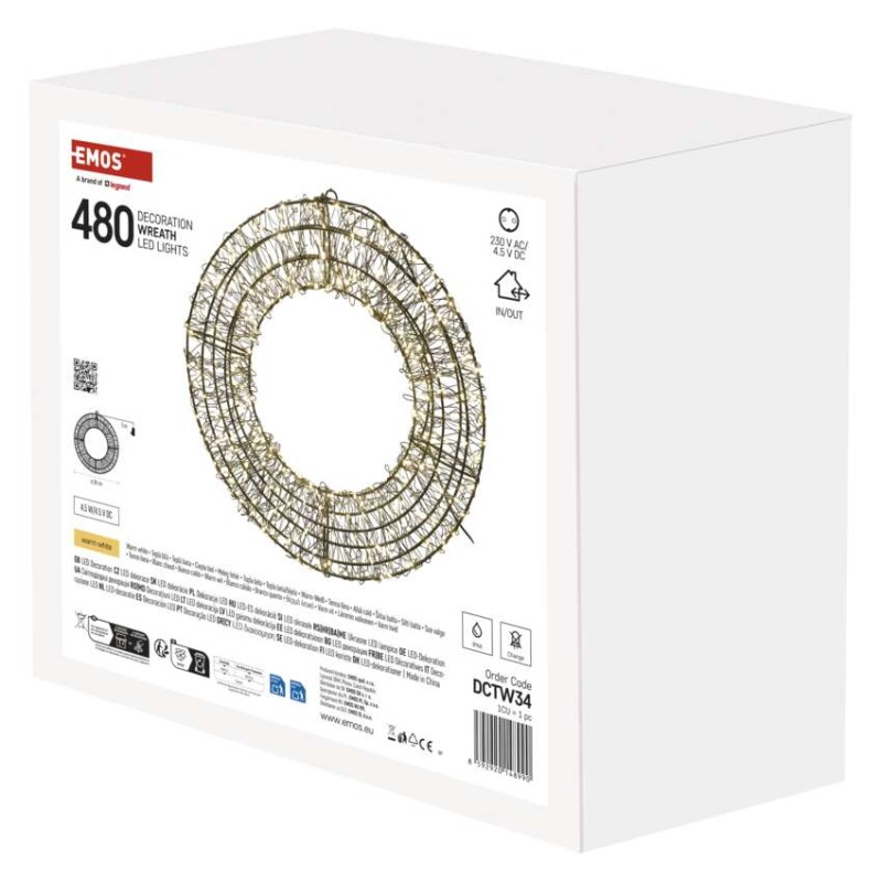 LED vánoční věnec – 480 LED, venkovní i vnitřní, teplá bílá