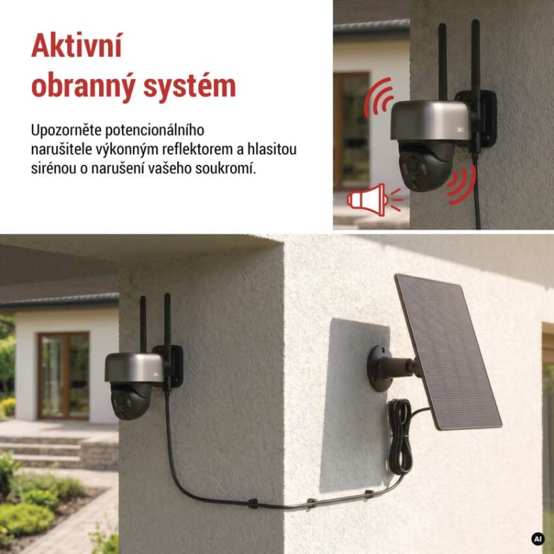 GoSmart Venkovní bateriová kamera IP-1200G WASP s WiFi a solárním panelem