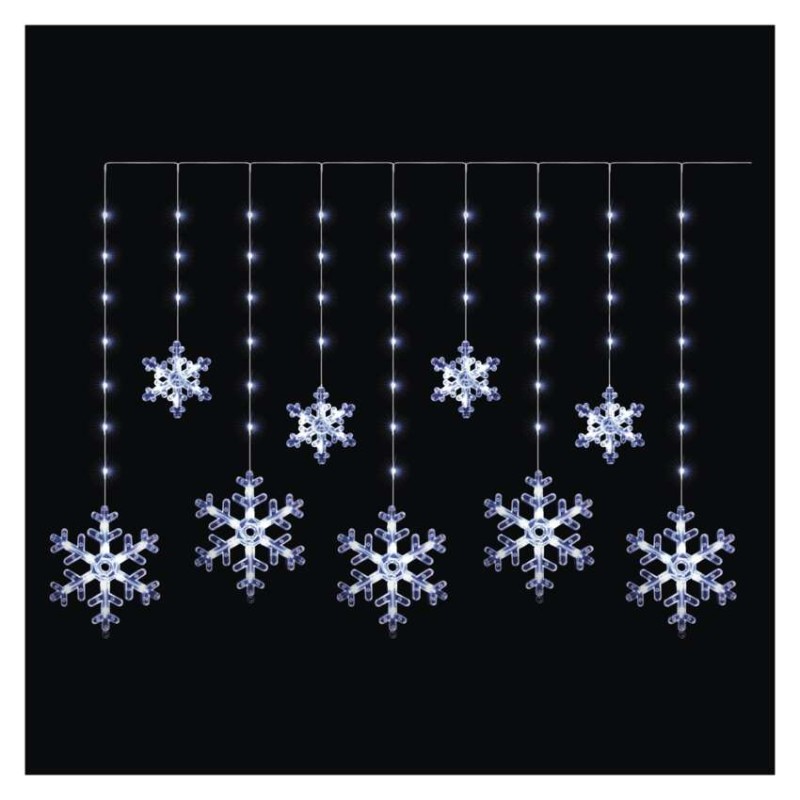 LED vánoční závěs – vločky, 160x95 cm, venkovní i vnitřní, studená bílá, časovač