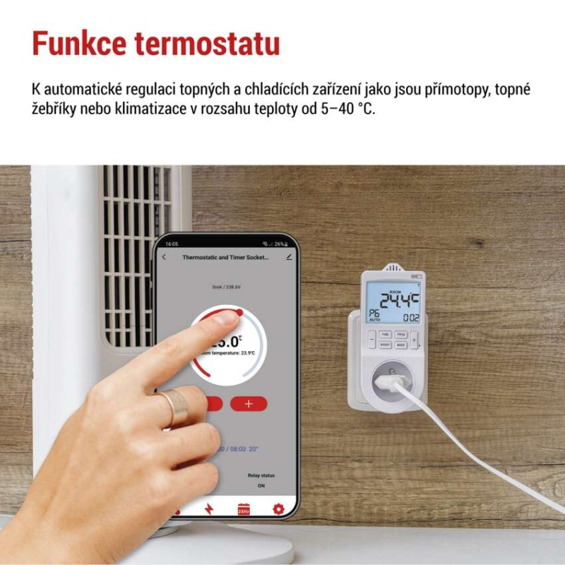 GoSmart Termostat do zásuvky s funkcí digitálního časovače 2v1 s WiFi