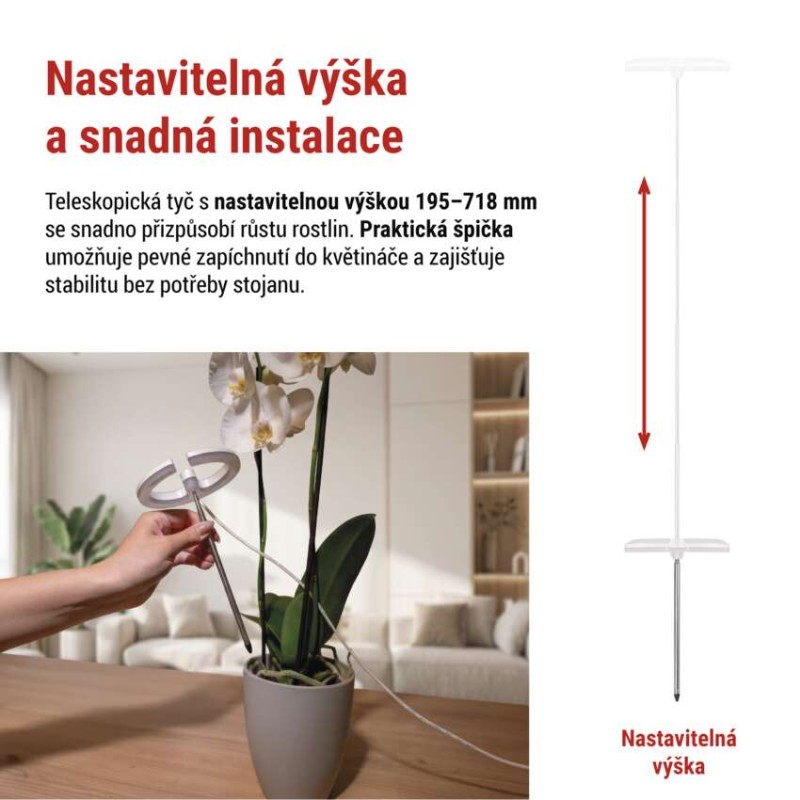 LED GROW pěstební lampa 8 W, časovač, stmívatelná, bílá