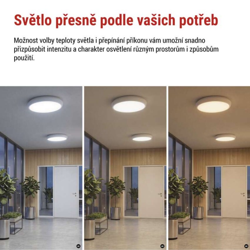 LED přisazené svítidlo FLERI, kruhové 20W, IP65, se změnou CCT