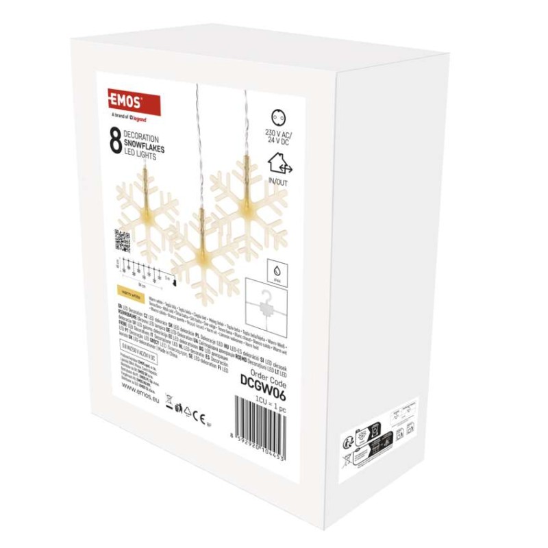 LED vánoční závěs – sněhové vločky, 84 cm, venkovní i vnitřní, teplá bílá
