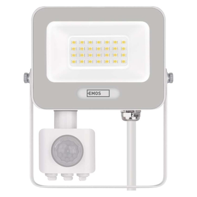LED reflektor GLARO s pohybovým čidlem, 20 W, bílý, IP54, 2000 lm, neutrální bílá