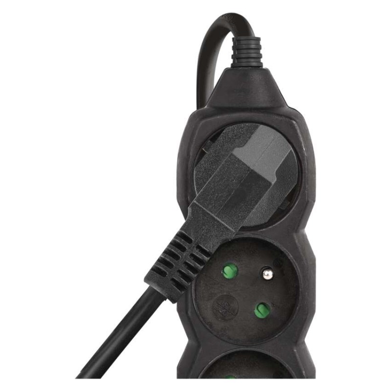 Prodlužovací kabel 3 m / 4 zásuvky / černý / PVC / 1 mm2