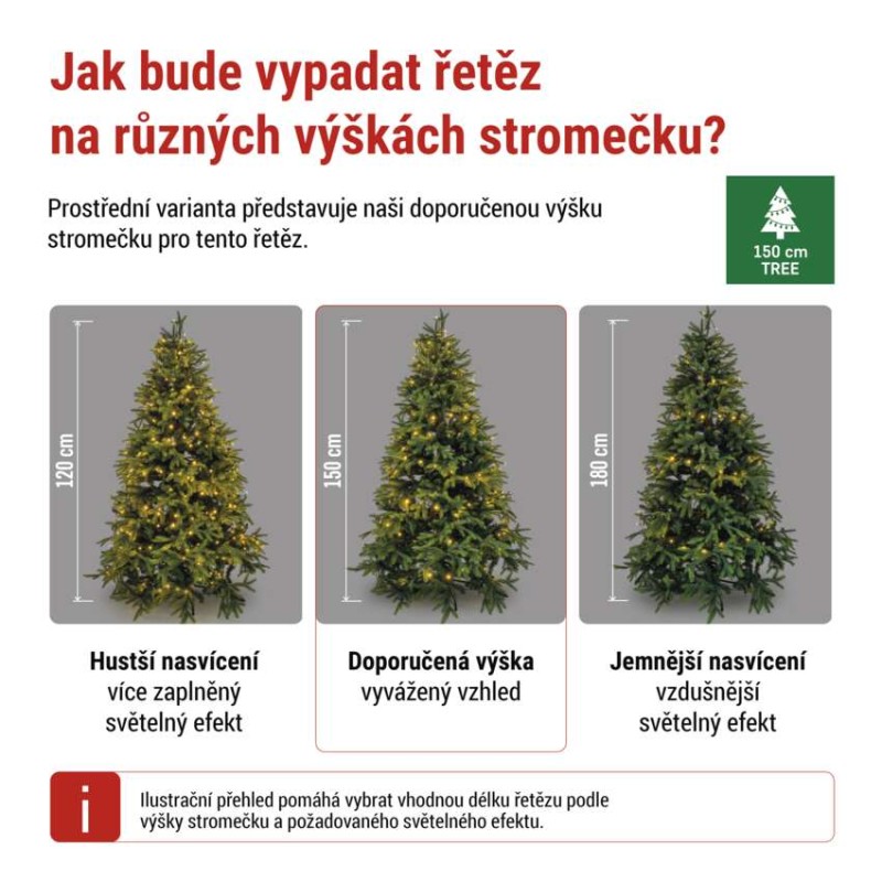 LED vánoční řetěz, 12 m, venkovní i vnitřní, teplá bílá, programy, časovač