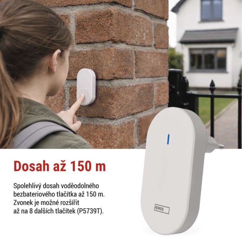 Domovní bezdrátový zvonek P5739W do zásuvky