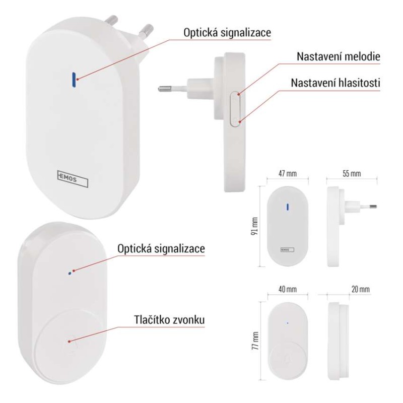 Domovní bezdrátový zvonek P5739W do zásuvky