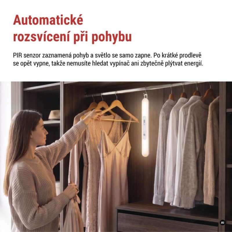 LED nabíjecí světlo P3328 s pohybovým čidlem a fotosenzorem,1 ks