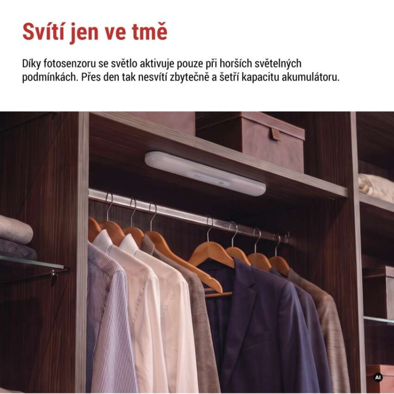LED nabíjecí světlo P3328 s pohybovým čidlem a fotosenzorem,1 ks