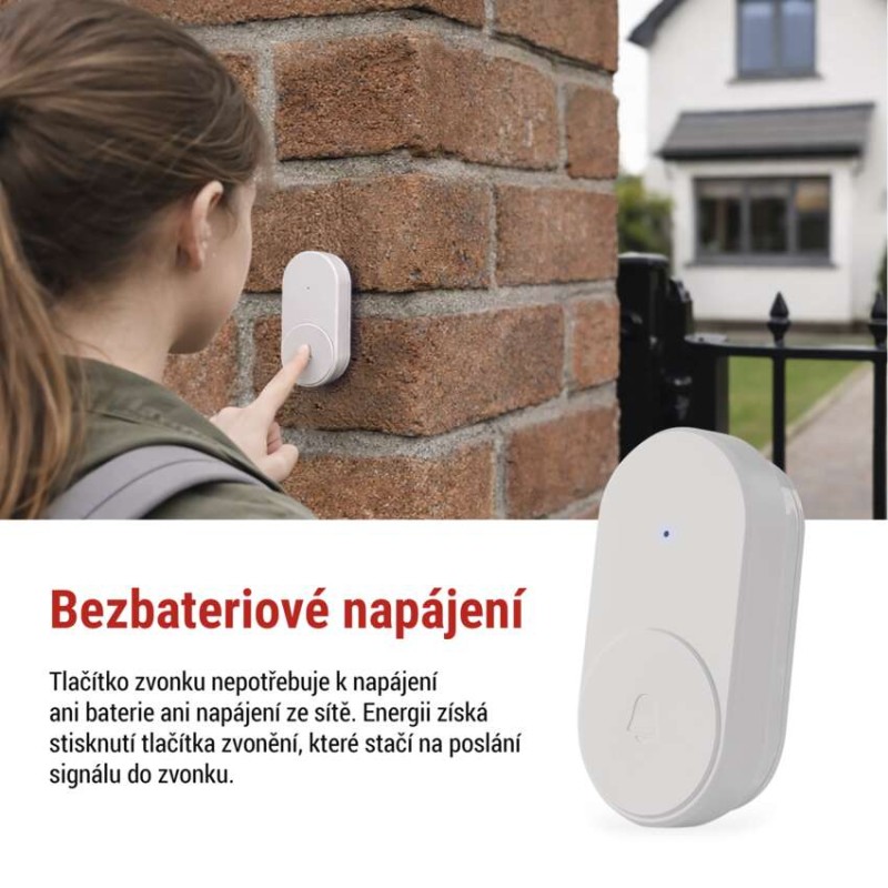 Bezbateriové venkovní zvonkové tlačítko pro P5739W, P5739B