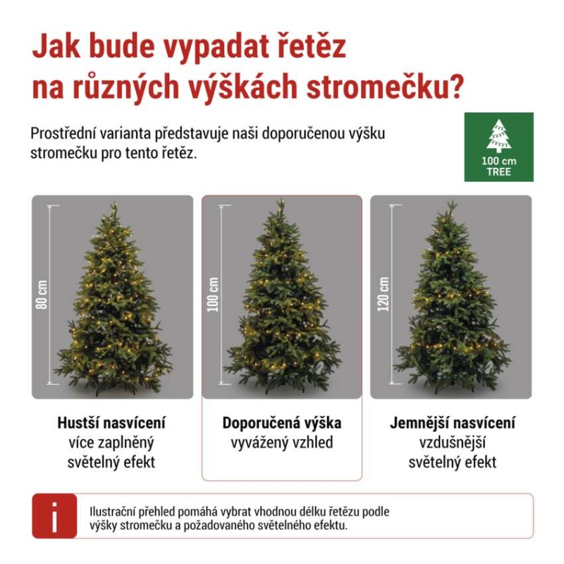 LED vánoční cherry řetěz – kuličky, 8 m, venkovní i vnitřní, teplá bílá, programy, časovač