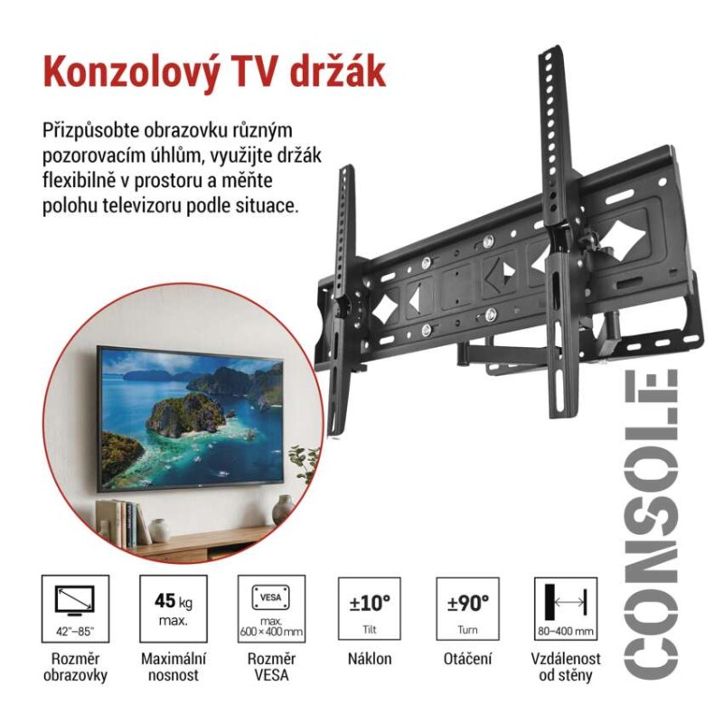 Držák konzolový pro TV 42–85" (107–216 cm)
