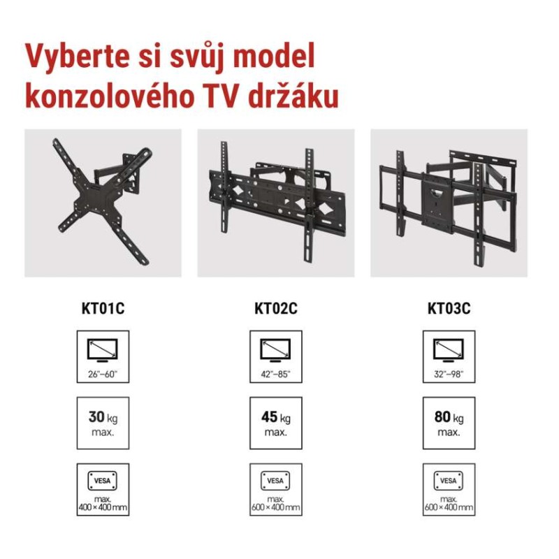 Držák konzolový pro TV 42–85" (107–216 cm)