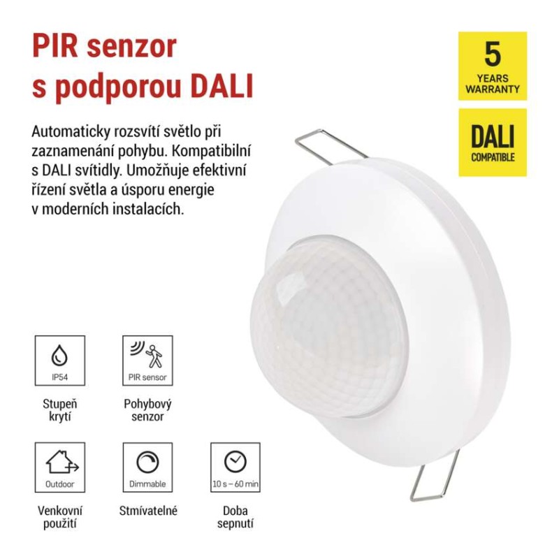 PIR senzor DALI (pohybové čidlo) IP54 bílý