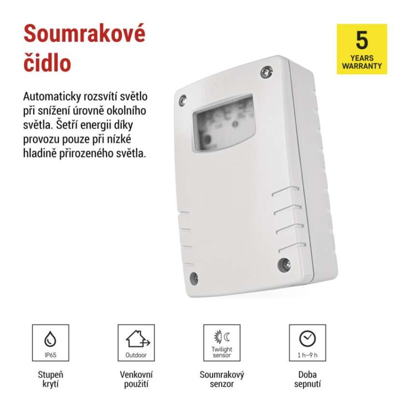 Soumrakové čidlo 1800W IP65 bílé