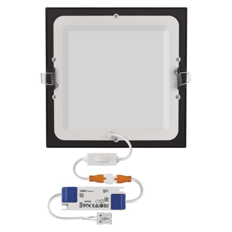 LED vestavné svítidlo NEXXO, čtvercové, černé, 18W, se změnou CCT