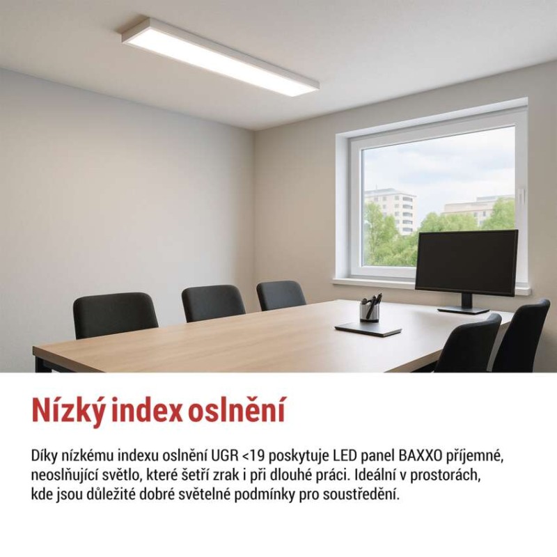 LED panel BAXXO 30×120, obdélníkový přisazený bílý, 36W, neutrální bílá UGR