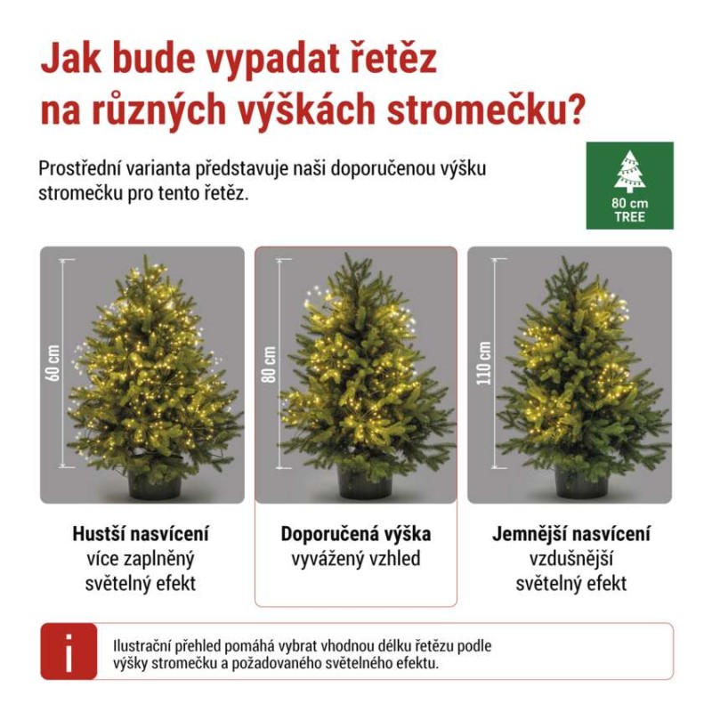 LED světelný řetěz – svítící trsy, nano, 5,2 m, vnitřní, teplá bílá, časovač
