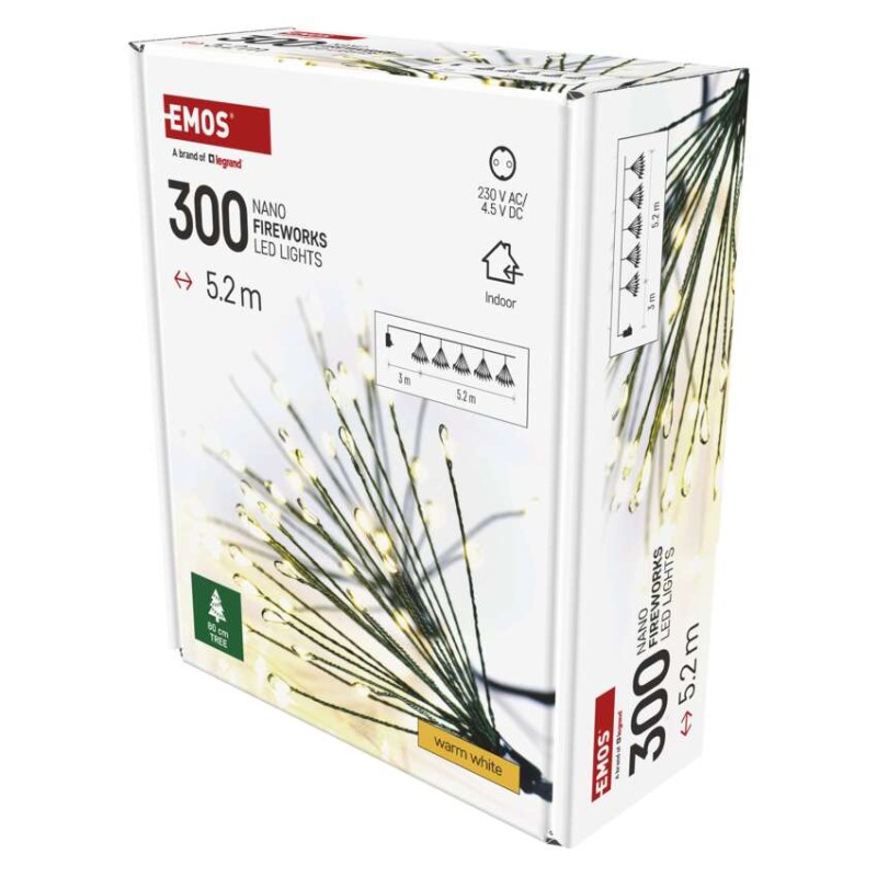 LED světelný řetěz – svítící trsy, nano, 5,2 m, vnitřní, teplá bílá, časovač