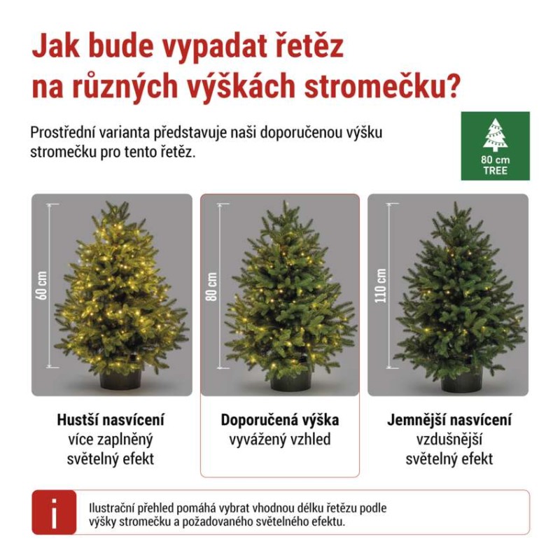 LED vánoční nano řetěz měděný, 4 m, venkovní i vnitřní, teplá bílá, časovač