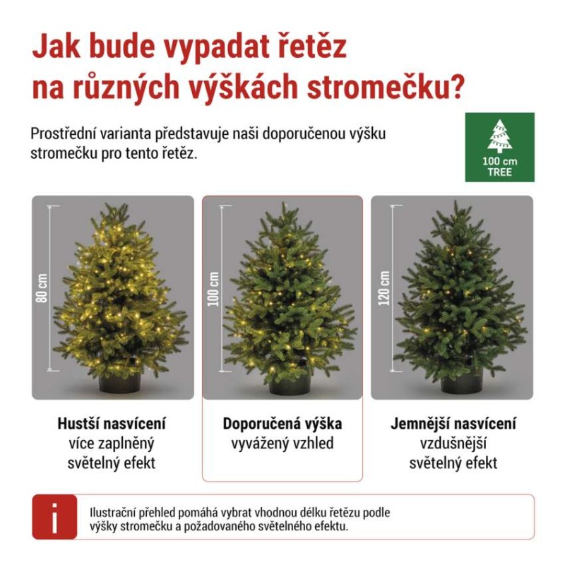 LED vánoční nano řetěz zelený, 7,5 m, venkovní i vnitřní, teplá bílá, časovač